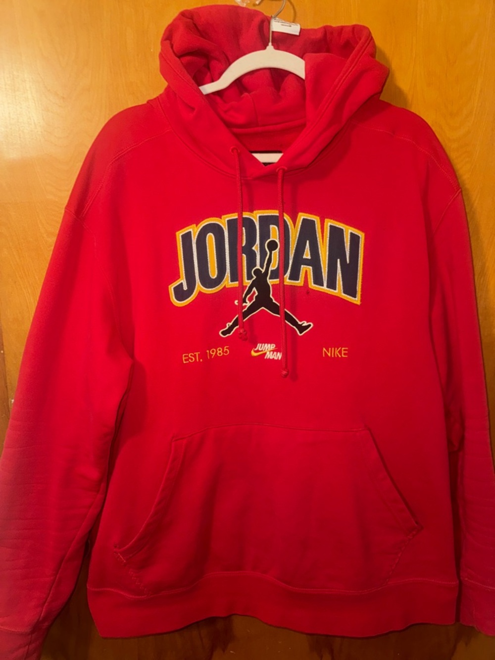 Jordan Red Pullover Hoodie with Embroidered Jumpman